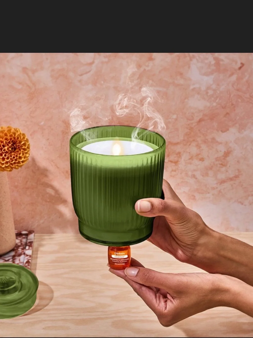 Lifelines Flameless Candle Aromatherapy Essential Oil Diffuser | Olive | NWT